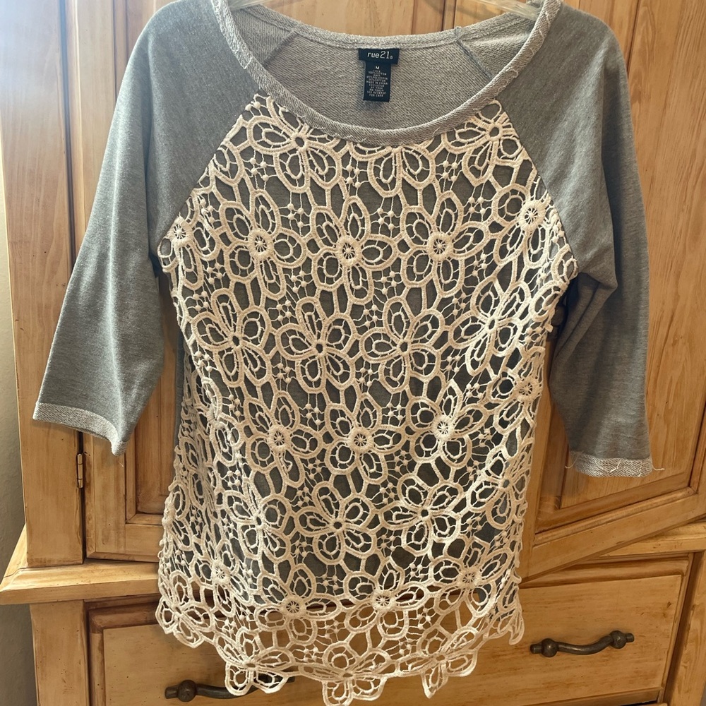 Grey lace sweater